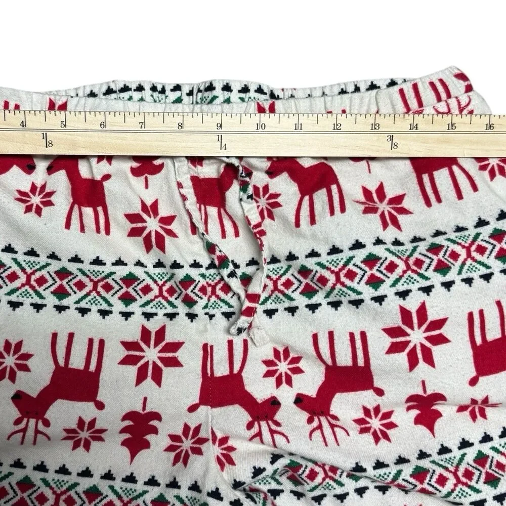 Hanna Andersson Womens Pajama Set M Fair Isle Flannel Knit Deer Christmas Pants - Picture 10 of 12